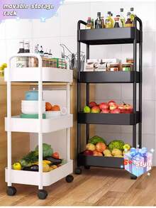 三层滚动式化妆品收纳架，独立式塑料多功能推车，带旋转托盘，易于组装，适用于办公室、浴室、厨房和食品储藏架等多种用途的收纳 - 无需用电。 - 彩色 - 查看 11