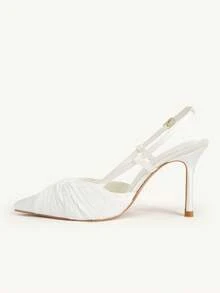 CUCCOO CHICEST Women's Twist Pointed Toe Elegant High Heel Shoes, Fashionable And Versatile For Daily Wear For Christmas - White satin - View 4