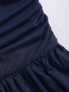 Sweetra Y2K Sexy Lace Patchwork Spaghetti Strap Wide Leg Jumpsuit - Navy Blue - View 5