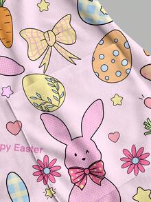 PopScrub Easter Cartoon Print Scrub Uniform Top - Multicolor - View 5