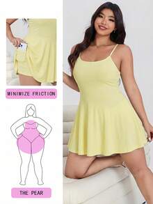 Bộ áo liền quần không tay màu vàng nhạt dành cho nữ cỡ lớn, thích hợp cho mùa xuân/hè. - Màu vàng ngỗng - Xem 1