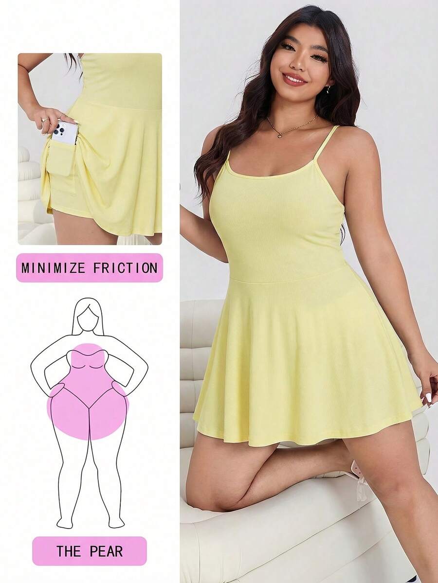 Bộ áo liền quần không tay màu vàng nhạt dành cho nữ cỡ lớn, thích hợp cho mùa xuân/hè. - Màu vàng ngỗng - Xem 1