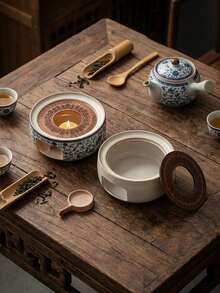 Cirelle 陶瓷茶壶保温器 - 优雅的烛光加热架，可保持茶水温度，是下午茶必备佳品和餐桌装饰品 - 彩色 - 查看 2