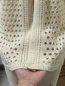 Manfinity Homme Cardigan casual da uomo con lavorazione traforata - Albicocca - Visualizzare 4