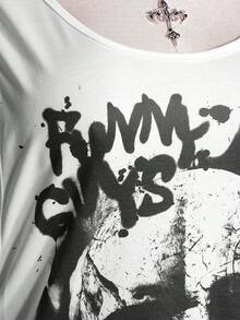 SHEIN ICON 大码女式骷髅头图案圆领休闲背心，夏季 - 白色 - 查看 9