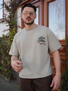 LEOGASHI LEOGASHI Zrgoth 男士休闲百搭简约日式仙鹤印花短袖T恤 - 綠色 - 查看 5