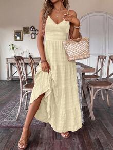 Breezaya Đầm kiểu đồng quê cổ điển nhiều lớp, phối vải chắp vá, thắt nơ, thích hợp cho sinh nhật hoặc dự tiệc cưới. - Vàng nhạt - Xem 4