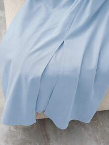 Franclia 新款时尚无袖收腰女式连衣裙 - 淺藍色 - 查看 3