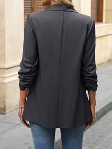 SHEIN LUNE 女士经典西装外套，适合秋冬季日常通勤，休闲百搭 - 灰色 - 查看 2