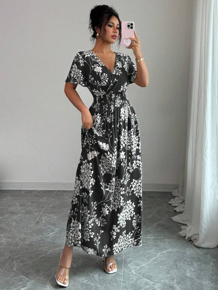 black and white floral wrap dress Tessa Black Floral Wrap Dress - DM Exclusive - Nursing Friendly