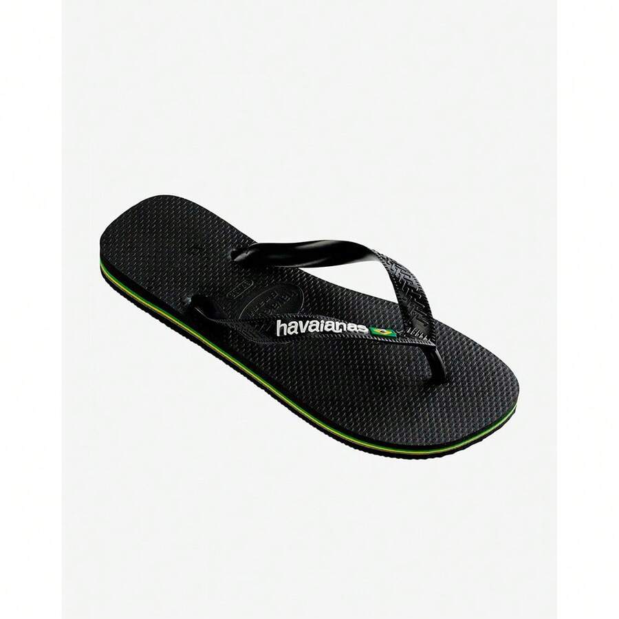 Havaianas Brazil Logo Men Flip Flops Green Olive 4110850-5983 - Black/Black - View 1