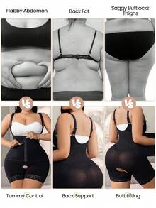 SHEIN 1pc Front Closure Slimming Bodysuit, High Elasticity Fabric Shapewear For Body Shaping Body Shaper Women Body Shaper Bodyshaper Shapewear Body Shaper Plus Size Wedding - Black - View 6