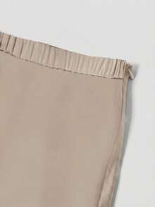 Firerie Falda A-Line casual y versátil para citas/viajes en unicolor para mujer talla grande - Caqui - View 4