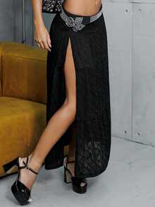 Hariany Almeida Women's All-Season Concert Rave Festival Going Out Rave Lace Black Skirt - Black - View 3