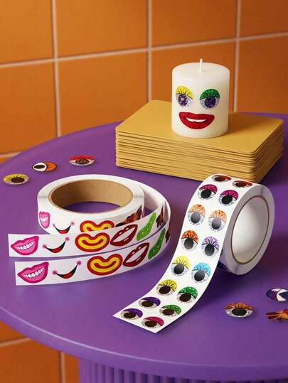 Joivida Creative Cartoon Funny Facial Features DIY Adhesive Stickers, Colorful Printed Round & Irregular Shapes Stickers, Cute Decorative Stickers For Phone Cases Notebooks Water Bottles Craft Projects