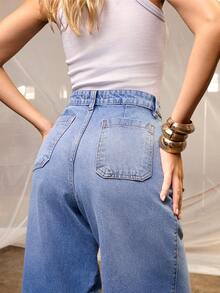 Daynim Jeans de cintura alta y pierna ancha - Azul lavado medio - Ver 6