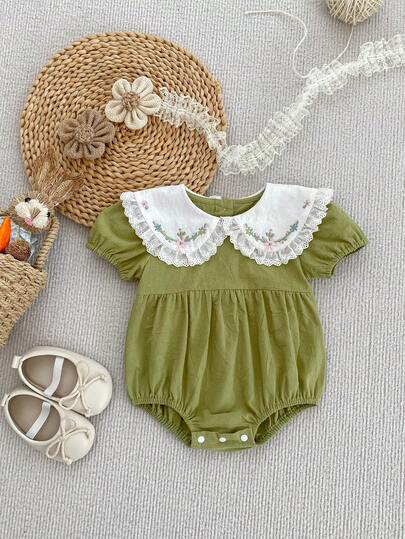 Vestido de princesa para niñas con bordado de unicolor y manga corta, nuevo para el verano