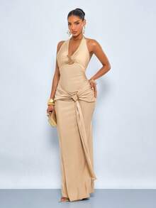 SOLERSUN Đầm dạ hội trang trọng, gợi cảm và thanh lịch, hoàn hảo cho các buổi hẹn hò, đám cưới và nhiệm vụ phù dâu. Đầm dài màu mơ, với thiết kế tinh tế và tối giản, lý tưởng cho kỳ nghỉ biển và các dịp xuân/hè. - Màu Khaki - Xem 8