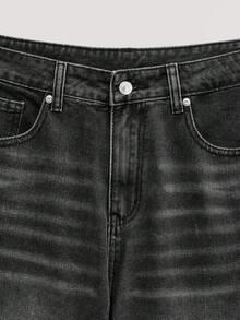Open Phase Men's Casual Washed Straight Leg Jeans , Retro American, Unisex, Relaxed Fit Summer Outfits – Suitable For Everyday Wear And Summer Holiday Outfits. - Dark Grey - View 5