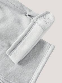 Men's Casual Sports Pants With Zipper Hem Slit And US Embroidery - Light Grey - View 8