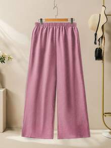 Lacomfia Bộ đồ nữ gồm áo hoa nhí và quần ống rộng, trang phục hai mảnh tối giản thường ngày, cỡ lớn. - Hồng - Xem 4