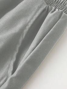 Manfinity Homme Men's Fashionable Casual Solid Color Pocket Drawstring Shorts - Light Grey - View 6