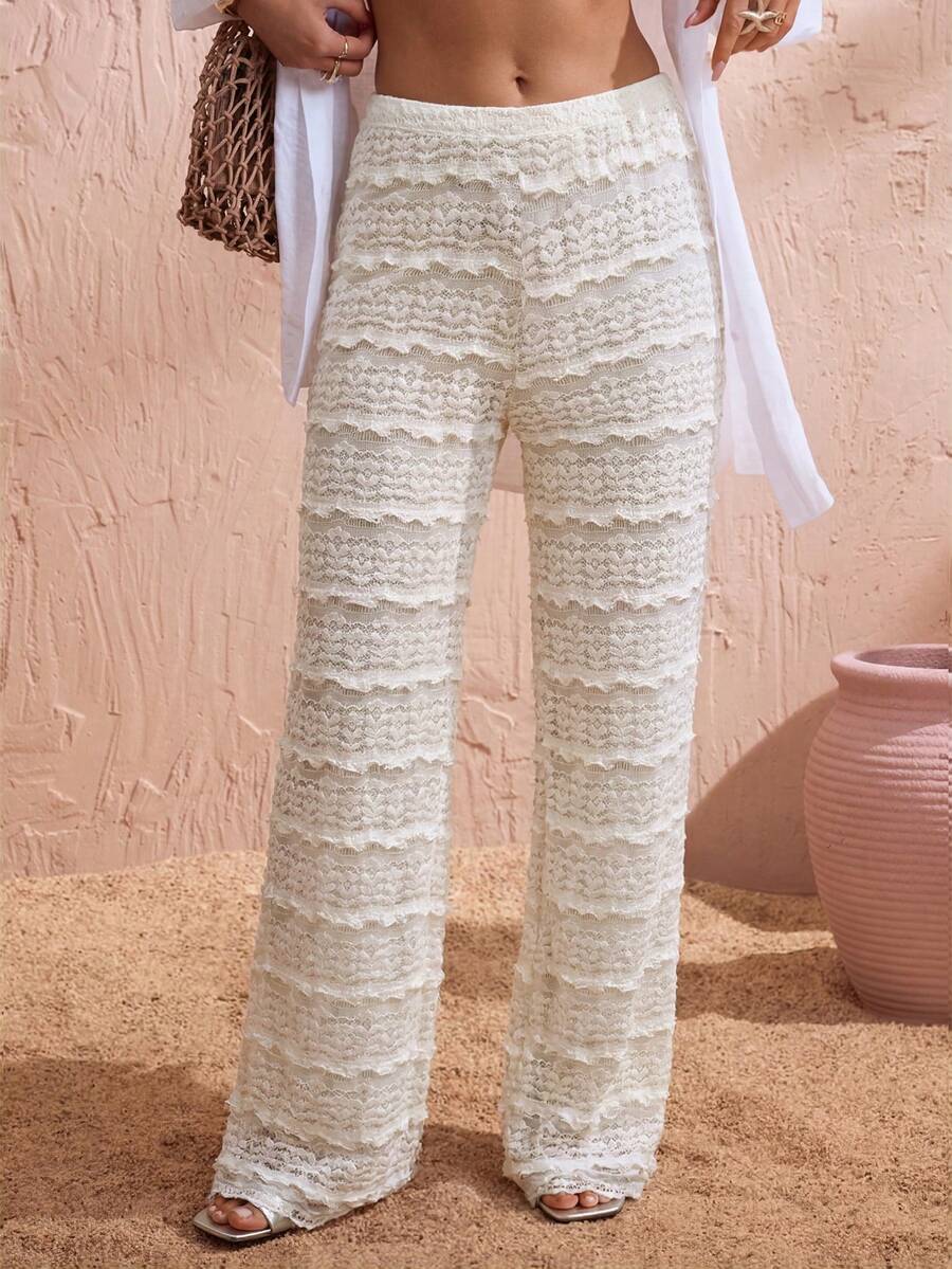 Swim Chiccia 1 pieza Pantalones de playa elegantes de punto jacquard para mujer para vacaciones de verano, pantalones envolventes, pantalones capri de yoga, cárdigan de lana con estampado de cebra para mujer, pantalones vaqueros de verano para mujer, conjuntos de ropa de vacaciones para mujer, conjuntos de 2 piezas para mujer, conjuntos de ropa para mujer, conjuntos de ropa de primavera para mujer - Albaricoque - Ver 1