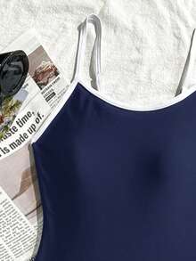 Emery Rose Kids Emery Rose Kids Bộ đồ bơi liền thân phối màu đen trắng tương phản dành cho bé gái tuổi teen, kiểu dáng tối giản cho kỳ nghỉ biển. - Màu xanh hải quân - Xem 5