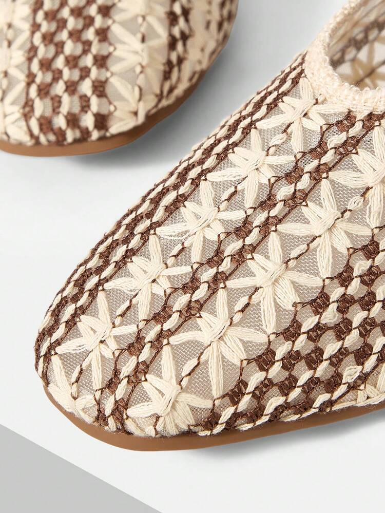 LASER HOLLOW SQUARE TOE WOMEN FLAT LOAFERS