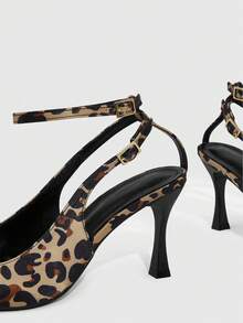 CUCCOO SZL Tacones altos de punta fina con estampado de leopardo, de moda y sexy para mujeres - Estampado de leopardo - Ver 6