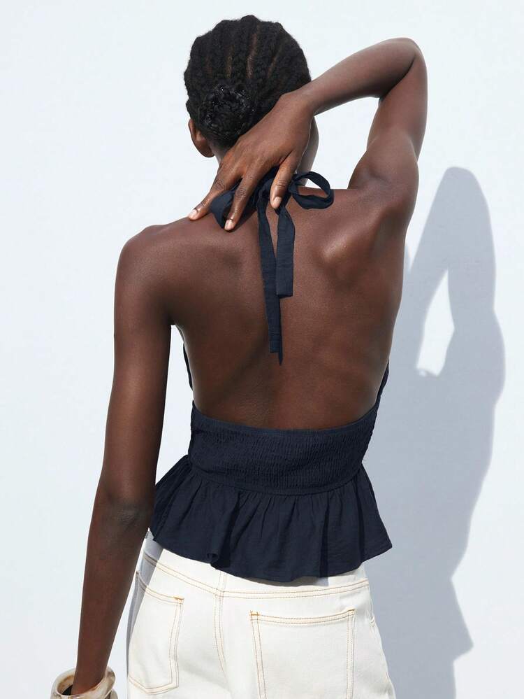 SHEIN Maija Women's Sexy Backless Halter Neck Top For Summer