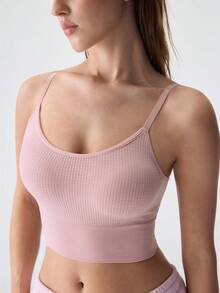 Loungeista Seamless Women Sports Bra Camisole - Baby Pink - View 6