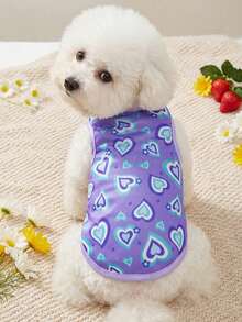 PETSIN Purple Heart Print Y2K Pet Vest, Breathable, Suitable For Cats And Dogs, Summer, 1pc - Multicolor - View 1