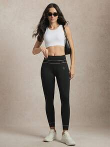 Activina High Waist Seamless Sports Leggings - Blue - View 3