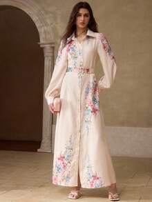 MOTF PREMIUM Women's Elegant Floral Print Dress - Multicolor - View 1