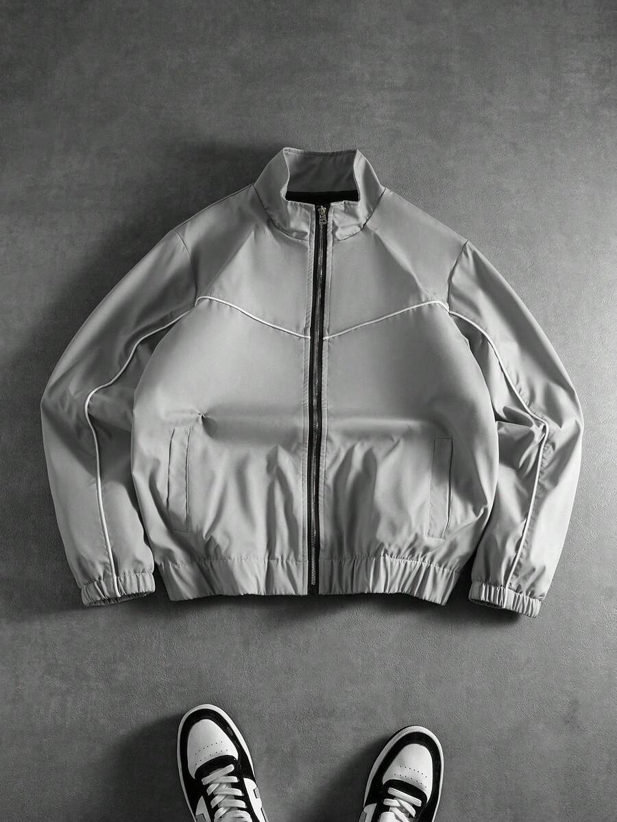 PAVTROS Áo khoác nam dáng casual tối giản, đa năng, thích hợp cho mùa xuân và mùa thu. - Màu Xám nhạt - Xem 1