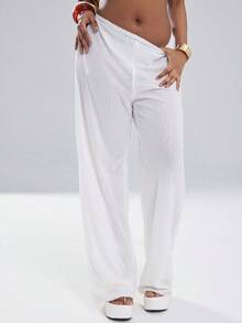 Coolane Women's Summer Vacation Outfits Beach Outfits Chic Party Hippie Knit Sequin Straight Beige Pants - Multicolor - View 3