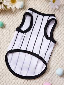 PETSIN 足球字母印花宠物背心，条纹柔软透气宠物服装 - 彩色 - 查看 3