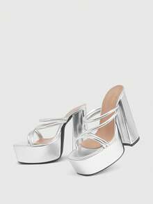 CUCCOO LuxiPop Tacones para mujer - Plateado - Ver 4