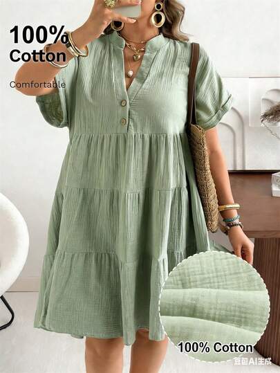 Ceyna Große Größen V-Ausschnitt Polokragen Lässiges gewaschenenes Gaze Kräusel Kleid Salbeigrünes Kleid Sommer Lässiges Kleid Grünes Sommer Kleid Frauen Smock Kleid Frauen Kurzarm Sommer Kleid Salbei Kleid Frauen Salbeigrünes Kleid Frauen Taschen Kleider Für Frauen Sommer Lässiges Kleid Frauen Sommer Kleider Frauen Kleidung Zanzea Kleid Für Frauen Frauen Lässige Kleider Frauen Urlaubskleid Resort Tragen Frauen Urlaubskleid Lässige Kleider Für Frauen Sommer Picknick Kleid Für Frauen Baumwollkleid