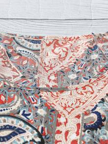 Linhara Áo kiểu nữ cỡ lớn họa tiết hoa điều tay bồng đôi - Nhiều màu - Xem 5