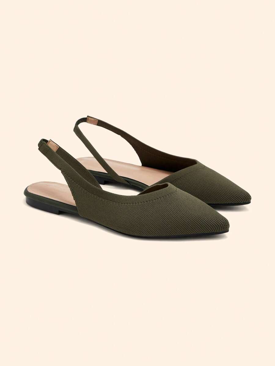 CUCCOO BASICS Women's Pointed Fabric Shoes Are Suitable For Spring And Summer Vacations, Back To School, College Students, Spring, Spring Break, Easter And Christmas. - Army Green - View 1