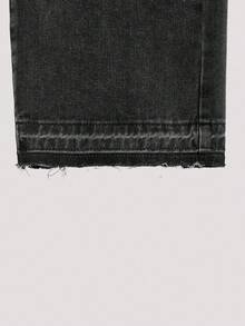 Open Phase Men's Casual Washed Straight Leg Jeans , Retro American, Unisex, Relaxed Fit Summer Outfits – Suitable For Everyday Wear And Summer Holiday Outfits. - Dark Grey - View 7