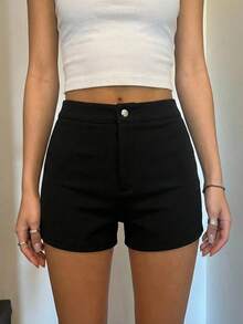 DAZY Women's Casual Everyday Commute Simple Solid Color Fleece Shorts Carnival - Black - View 11