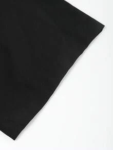 Manfinity Homme 大尺碼男士純色領襯衫 + 抽繩鬆緊腰長褲套裝，男士休閒西裝，正式 - 黑色 - 查看 4