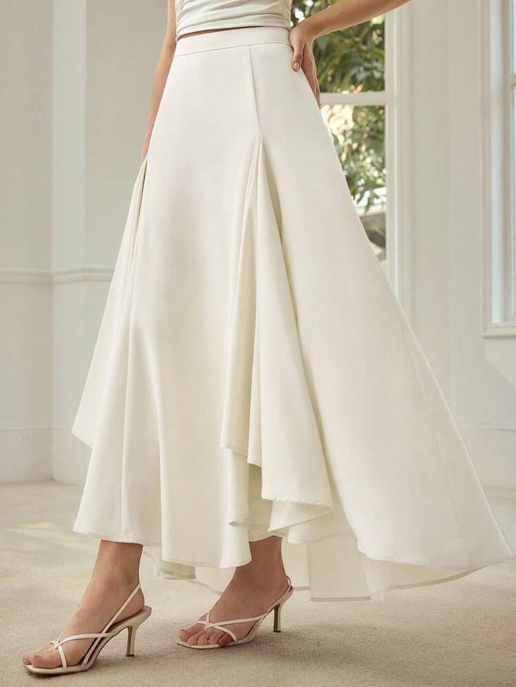 WOMEN'S VERSATILE ASYMMETRIC HEM A-LINE SKIRT