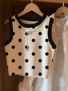 EMERY ROSE Women's Polka Dot Crew Neck Casual Versatile Tank Top - Multicolor - View 3