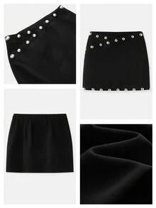 MAIJA Vacation Floral Wrap Tie Waist A-Line Midi Skirt - Black - View 8
