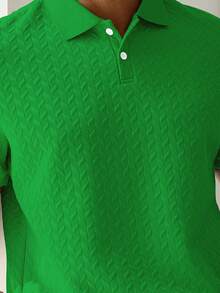 Manfinity Homme Camisa polo de manga corta casual con textura para hombres - Verde - Ver 2