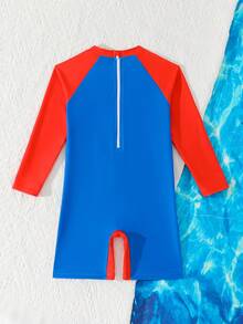 Fantacosmos Traje de baño de una pieza de manga larga para niño, verano - Azul - Ver 2